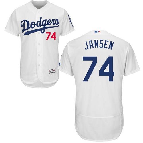 Dodgers #74 Kenley Jansen White Flexbase Authentic Collection Stitched MLB Jersey - Click Image to Close